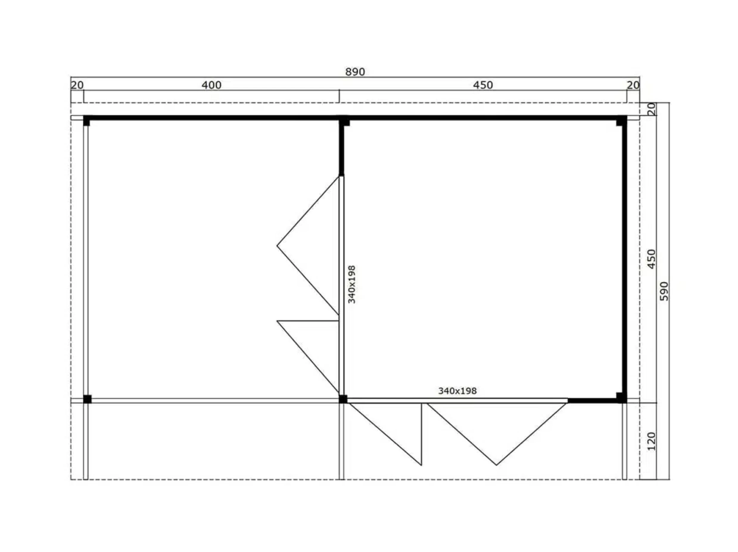 Tuinkantoor Domeo 10 850 x 450 cm - Afbeelding 2